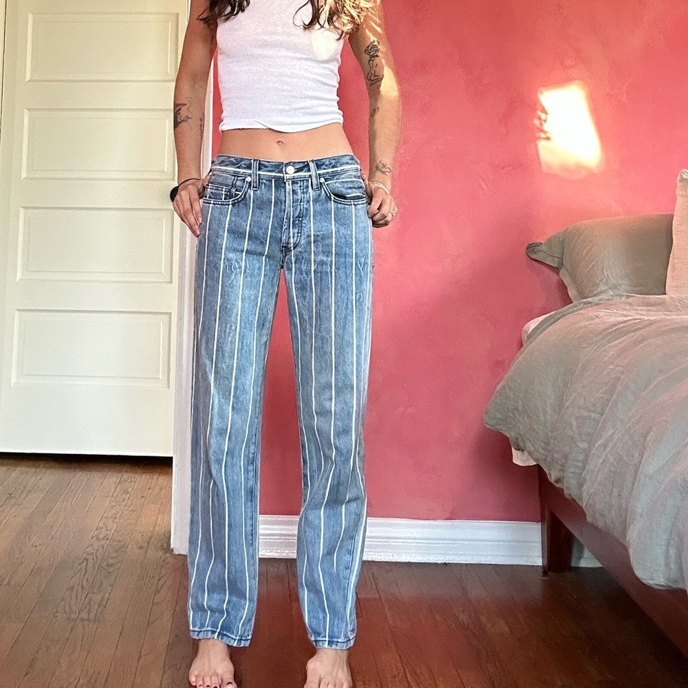 Blue Free People Striped Women's Jeans